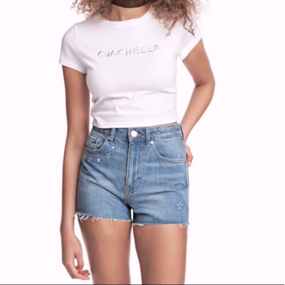 H&M x Coachella Daydreamer Star Denim Shorts Size 2 - Picture 5 of 16